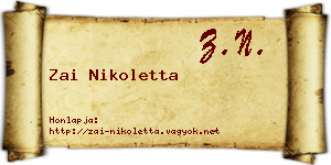 Zai Nikoletta névjegykártya